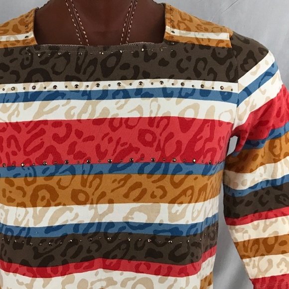 Alfred Dunner Women's Small Colorful Print Stud S - Picture 2 of 6